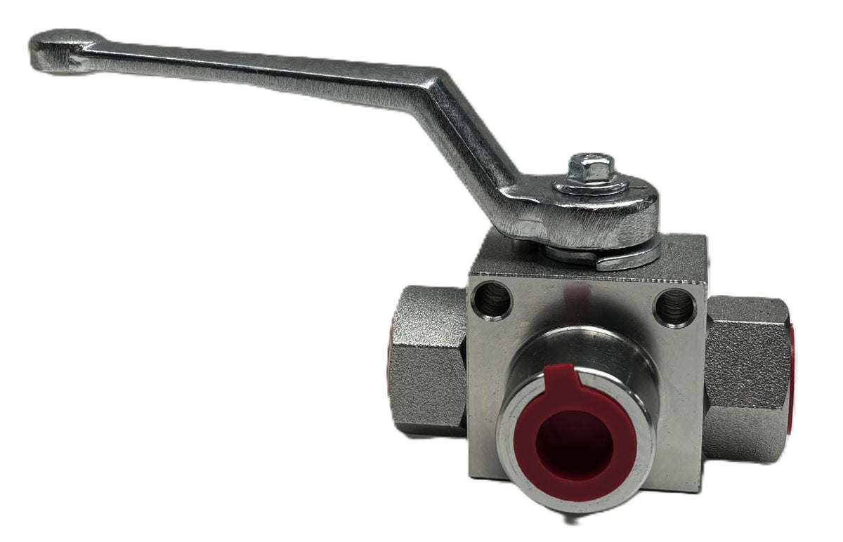 Holmbury BSPP Female Hydraulic 3 Way L Ported Ball Valve — UK Rubber ...
